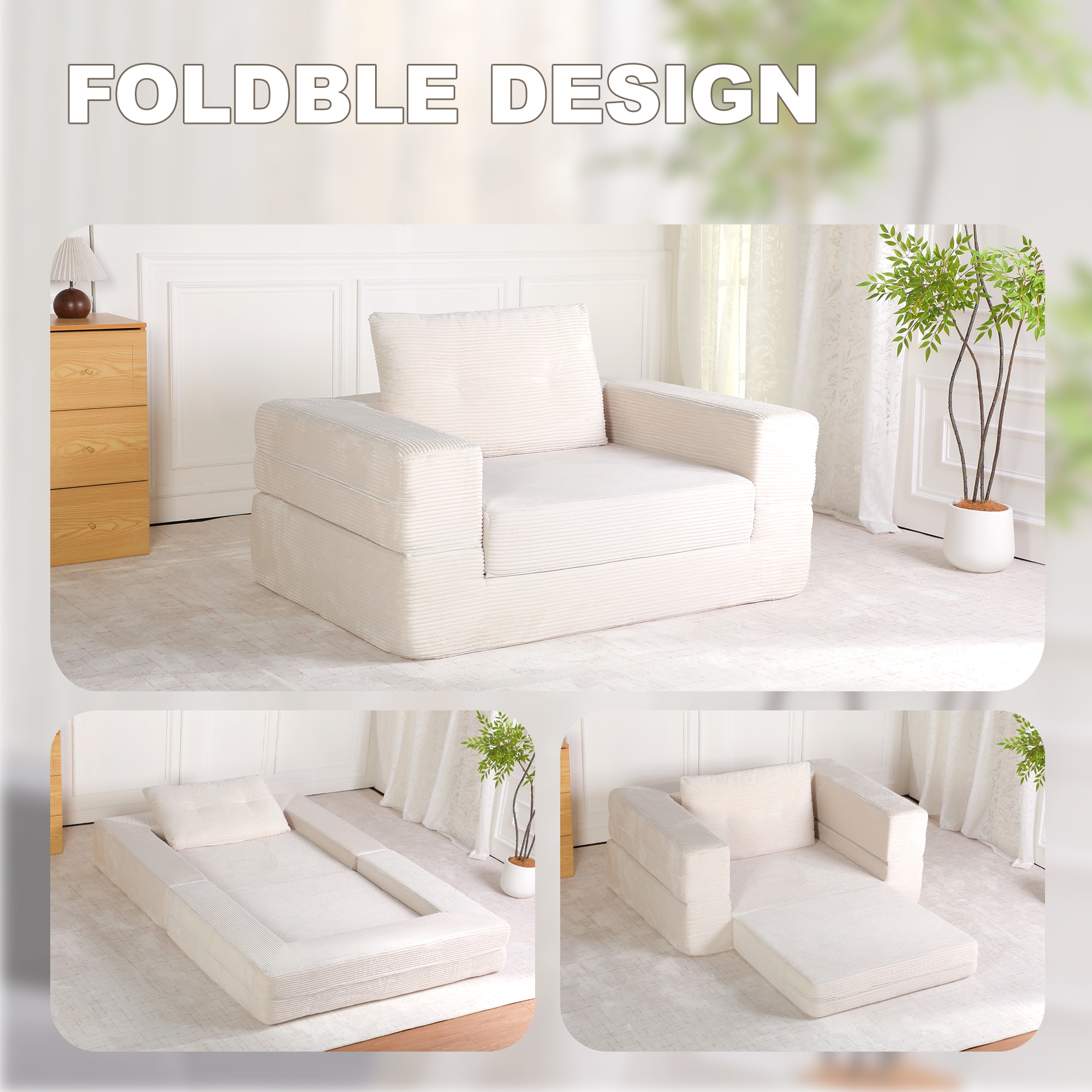Compression Floor Sofa For Adults And Pets With Pillow Beige_voghion.com